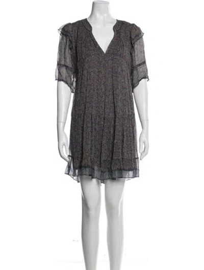 Pre-owned Ba&sh Floral Print Mini Dress In Blue