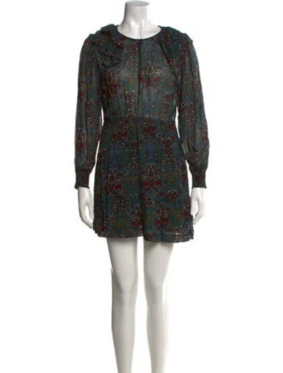 Pre-owned Ba&sh Floral Print Mini Dress In Blue