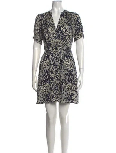 Pre-owned Ba&sh Floral Print Mini Dress In Blue