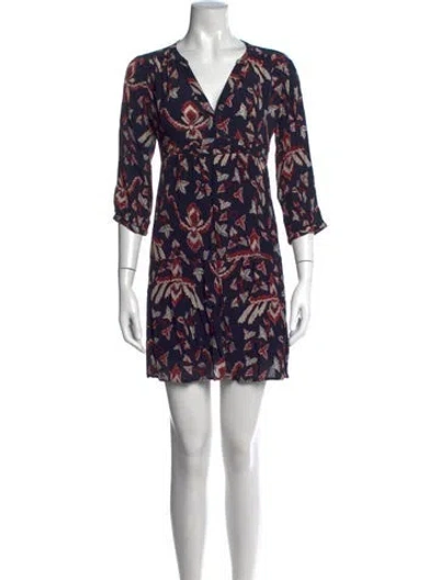 Pre-owned Ba&sh Floral Print Mini Dress In Blue