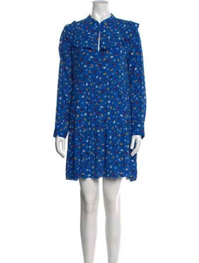 Pre-owned Ba&sh Floral Print Mini Dress In Blue