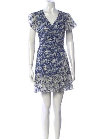 Pre-owned Ba&sh Floral Print Mini Dress In Blue
