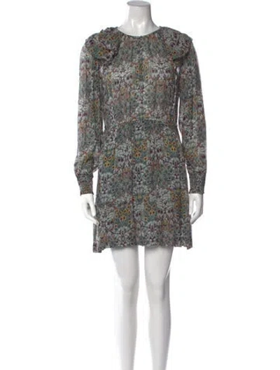 Pre-owned Ba&sh Floral Print Mini Dress In Blue