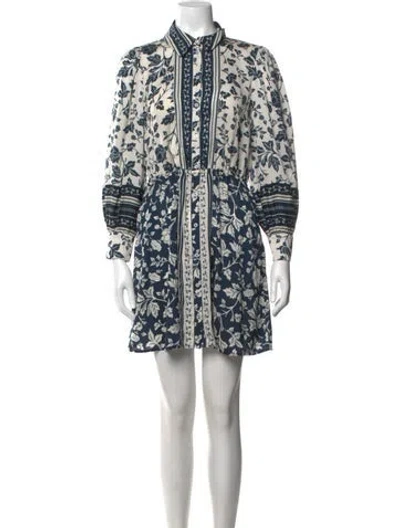 Pre-owned Ba&sh Floral Print Mini Dress In Blue/neutrals