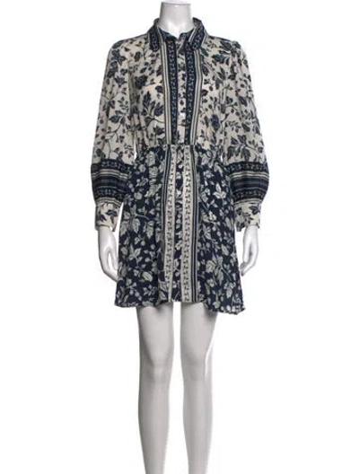 Pre-owned Ba&sh Floral Print Mini Dress In Blue/neutrals
