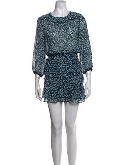 Pre-owned Ba&sh Floral Print Mini Dress In Blue/white