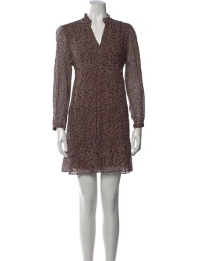 Pre-owned Ba&sh Floral Print Mini Dress In Brown