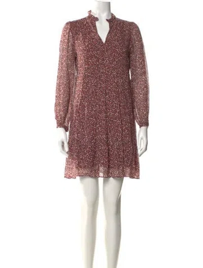 Pre-owned Ba&sh Floral Print Mini Dress In Burgundy