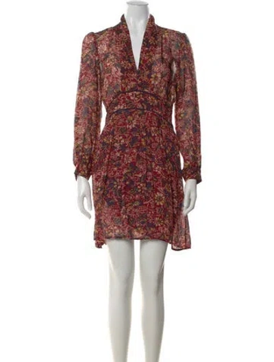 Pre-owned Ba&sh Floral Print Mini Dress In Burgundy