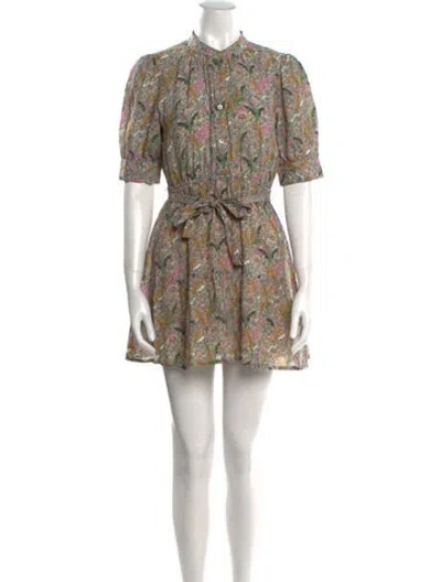 Pre-owned Ba&sh Floral Print Mini Dress In Gray
