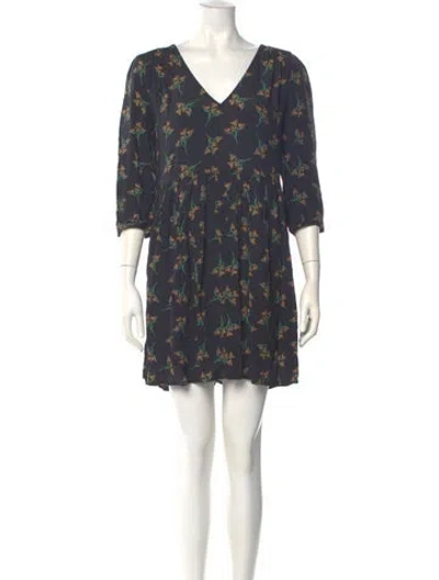 Pre-owned Ba&sh Floral Print Mini Dress In Green