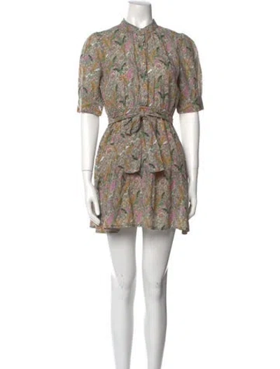 Pre-owned Ba&sh Floral Print Mini Dress In Green