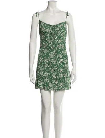 Pre-owned Ba&sh Floral Print Mini Dress In Green