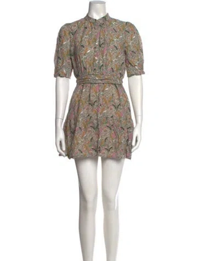 Pre-owned Ba&sh Floral Print Mini Dress In Green