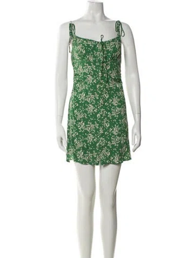 Pre-owned Ba&sh Floral Print Mini Dress In Green
