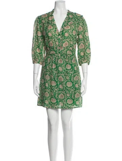 Pre-owned Ba&sh Floral Print Mini Dress In Green