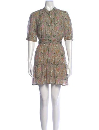 Pre-owned Ba&sh Floral Print Mini Dress In Green