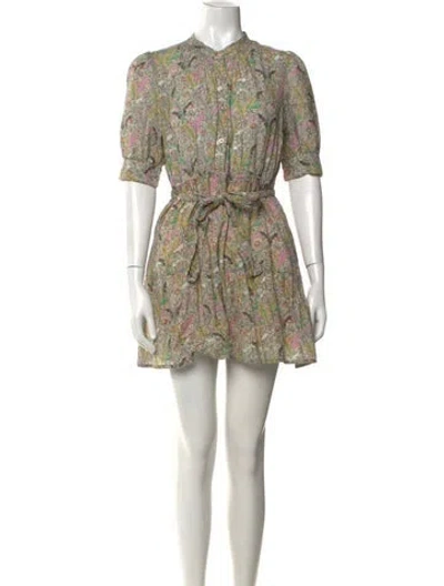 Pre-owned Ba&sh Floral Print Mini Dress In Green
