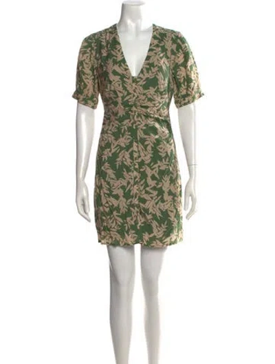 Pre-owned Ba&sh Floral Print Mini Dress In Green