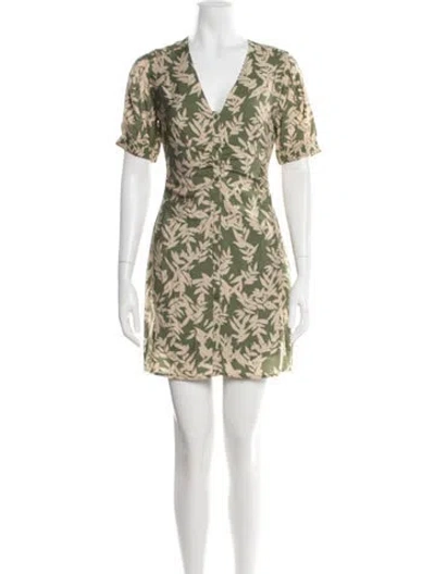 Pre-owned Ba&sh Floral Print Mini Dress In Green