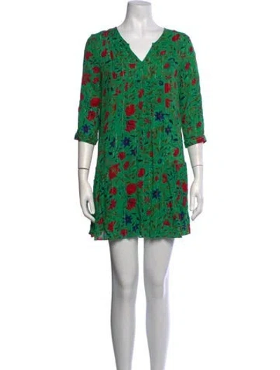 Pre-owned Ba&sh Floral Print Mini Dress In Green