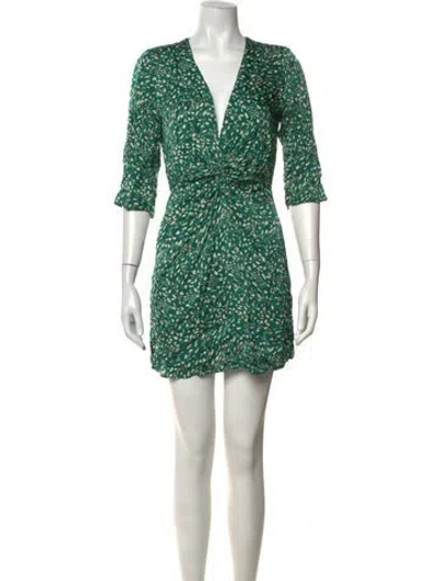 Pre-owned Ba&sh Floral Print Mini Dress In Green