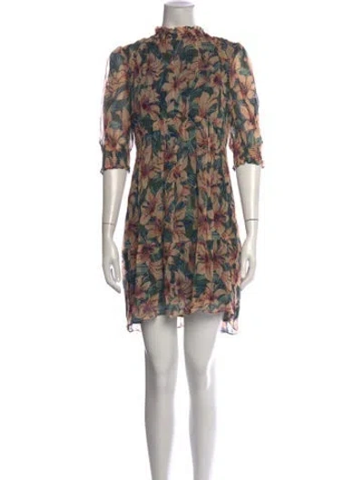 Pre-owned Ba&sh Floral Print Mini Dress In Green