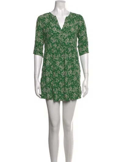 Pre-owned Ba&sh Floral Print Mini Dress In Green