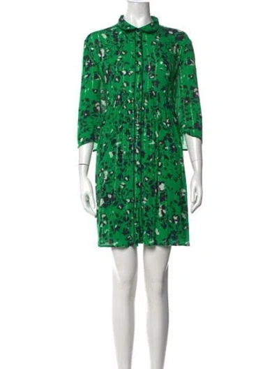 Pre-owned Ba&sh Floral Print Mini Dress In Green/metallic