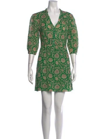 Pre-owned Ba&sh Floral Print Mini Dress In Green/neutrals