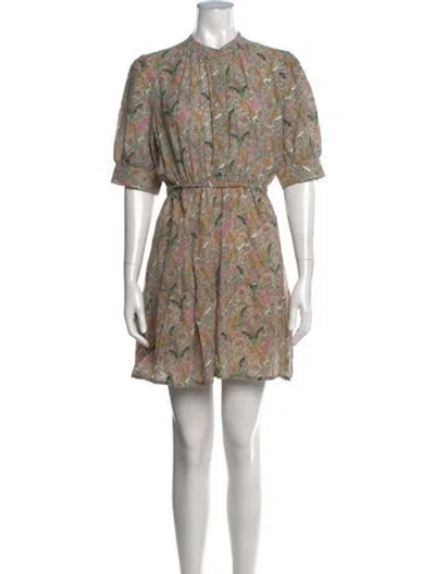 Pre-owned Ba&sh Floral Print Mini Dress In Grey