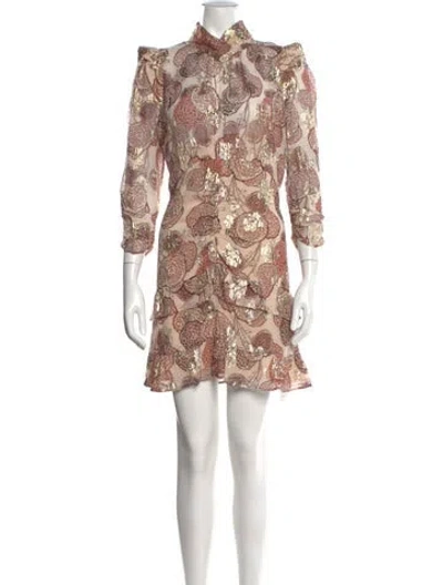 Pre-owned Ba&sh Floral Print Mini Dress In Metallic/neutrals