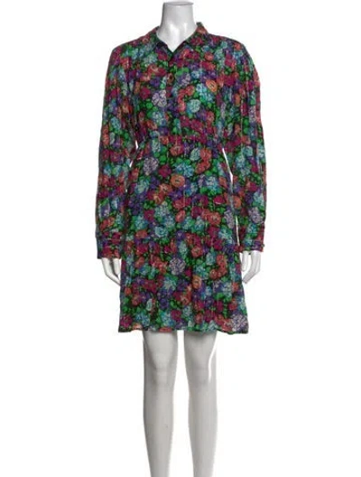 Pre-owned Ba&sh Floral Print Mini Dress In Metallic/purple