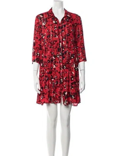Pre-owned Ba&sh Floral Print Mini Dress In Metallic/red