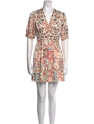 Pre-owned Ba&sh Floral Print Mini Dress In Neutral