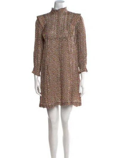 Pre-owned Ba&sh Floral Print Mini Dress In Neutral