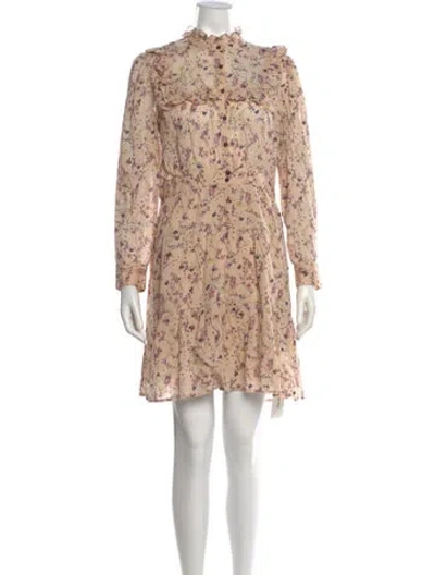 Pre-owned Ba&sh Floral Print Mini Dress In Neutral