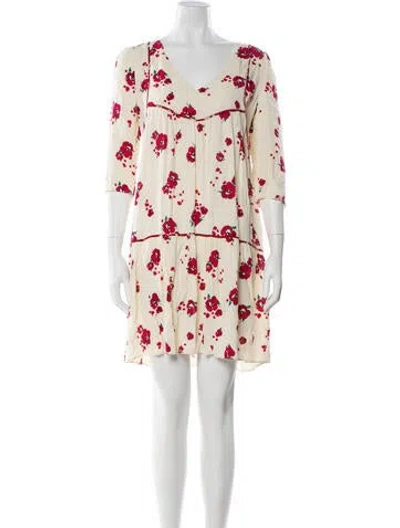 Pre-owned Ba&sh Floral Print Mini Dress In Neutral