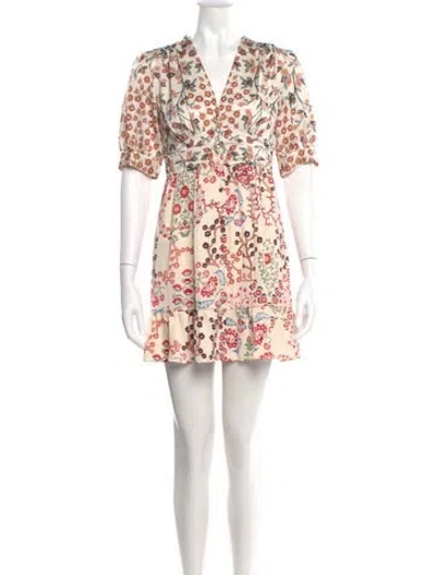 Pre-owned Ba&sh Floral Print Mini Dress In Neutral