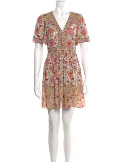 Pre-owned Ba&sh Floral Print Mini Dress In Neutral