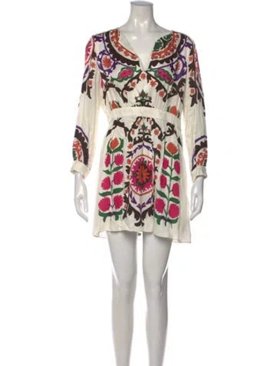 Pre-owned Ba&sh Floral Print Mini Dress In Neutral