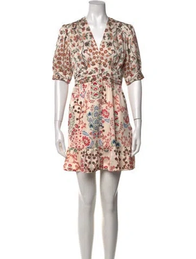 Pre-owned Ba&sh Floral Print Mini Dress In Neutral