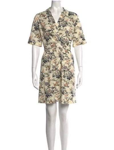 Pre-owned Ba&sh Floral Print Mini Dress In Neutral