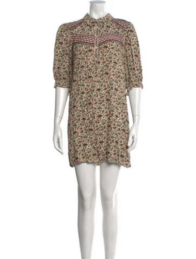 Pre-owned Ba&sh Floral Print Mini Dress In Neutrals