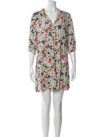 Pre-owned Ba&sh Floral Print Mini Dress In Neutrals