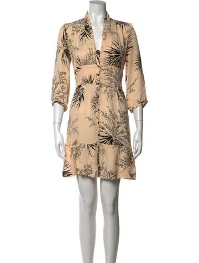 Pre-owned Ba&sh Floral Print Mini Dress In Neutrals