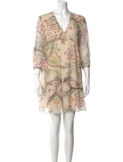 Pre-owned Ba&sh Floral Print Mini Dress In Neutrals