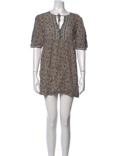 Pre-owned Ba&sh Floral Print Mini Dress In Neutrals
