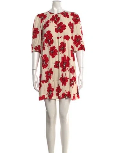 Pre-owned Ba&sh Floral Print Mini Dress In Neutrals