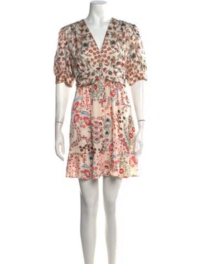 Pre-owned Ba&sh Floral Print Mini Dress In Neutrals